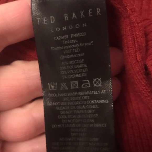 Ted Baker Albaai Scalloped Mock Neck Sweater In Dark Orange / Rust Brown Red - Picture 6 of 10